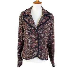 Anthracite Women's Blazer Jacket Sz‎ 10 Tweed Black Multi 100% Silk